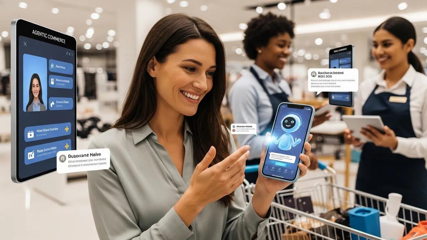Customer engaging with AI agent in a retail environment