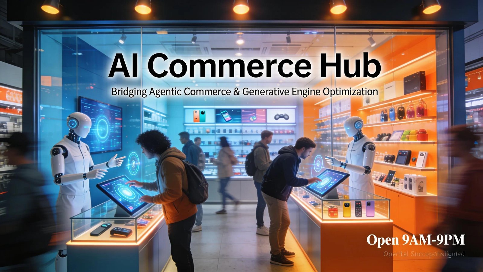 Vibrant small business scene demonstrating interaction with AI agents boosting customer engagement
