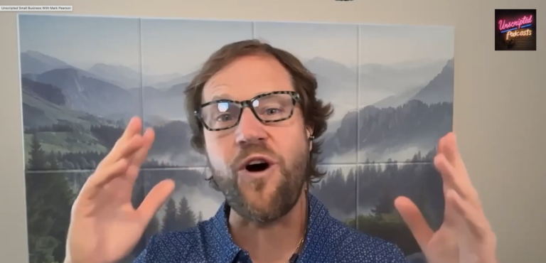 Mark Pearson of Agent Buyable AI speaking during his appearance on the Unscripted Small Business Podcast